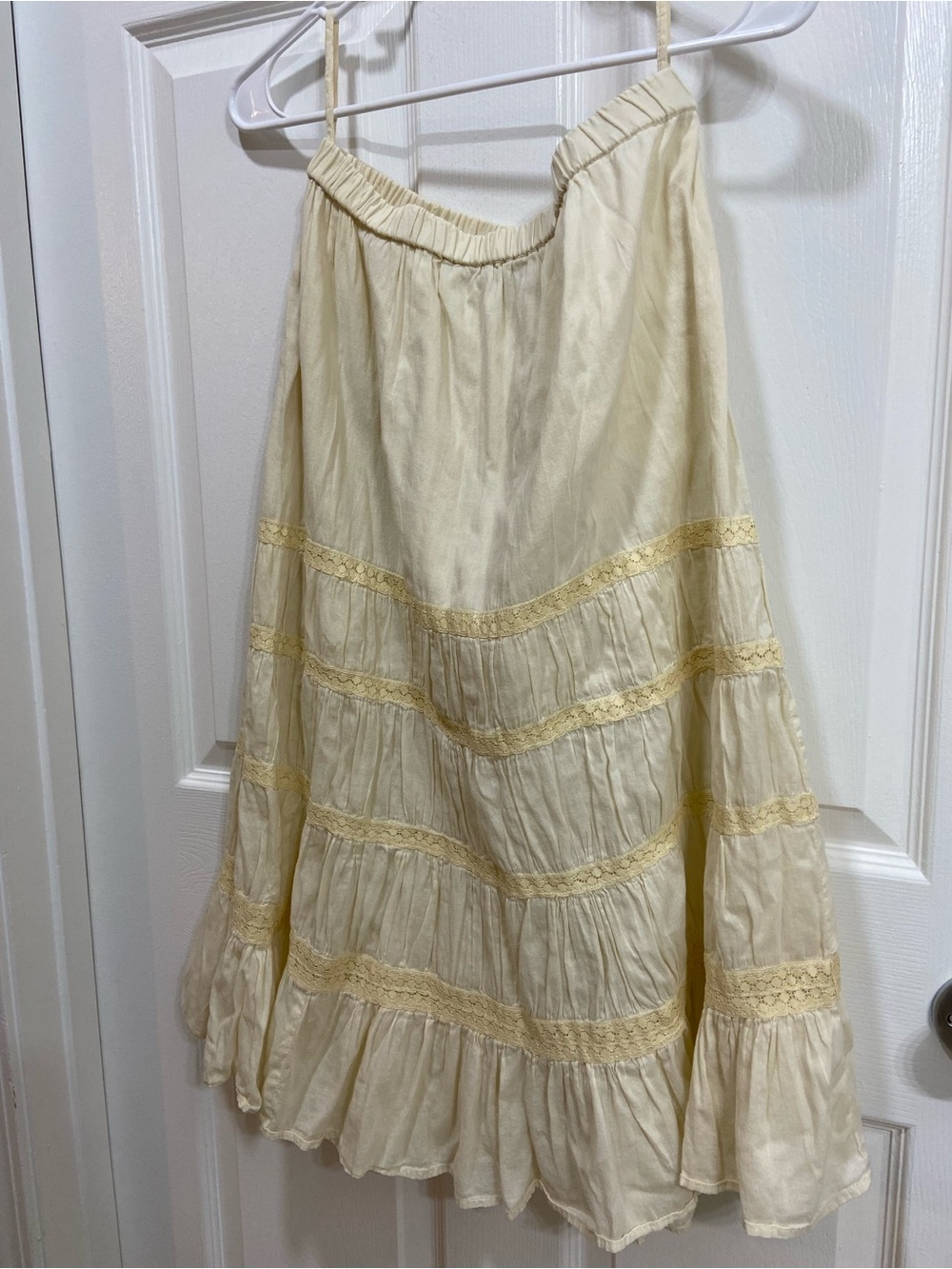 Vintage 90s/Y2K Rampage Cream Tiered Boho Skirt - 100% cotton Size M